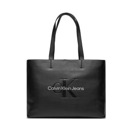 Calvin Klein Jeans Rankinė Calvin Klein Jeans Sculpted Slim Tote34 Mono K60K610825 Black/Metallic Logo 0GL