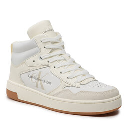 Calvin Klein Jeans Snīkeri Calvin Klein Jeans Basket Cupsole Mid Leather YW0YW00877 Ivory/Bright White 02X