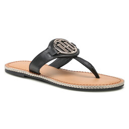 Tommy Hilfiger Sandaler Tommy Hilfiger Essential Leather Flat Sandal Black BDS