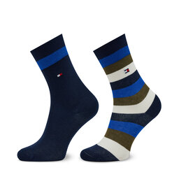 Tommy Hilfiger Set de 2 perechi de șosete lungi pentru copii Tommy Hilfiger 354009001 Olive Green/Blue Combo 052