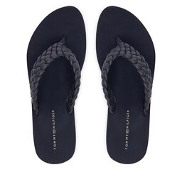 Tommy Hilfiger Šlepetės per pirštą Tommy Hilfiger Th Wedge Cornrow Beach Sandal FW0FW09037 Tamsiai mėlyna
