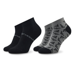 Emporio Armani Комплект 2 чифта дълги чорапи мъжки Emporio Armani 302228 2F292 00321 Nero/Grigio