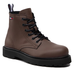 Tommy Jeans Scarponcini Tommy Jeans Short Lace Up Leather Boot EM0EM01040 Truffle Brown GT7