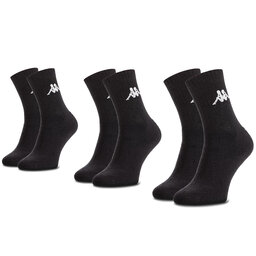 Kappa Σετ 3 ζευγάρια ψηλές κάλτσες unisex Kappa 704304 Black 005