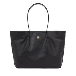 Tommy Hilfiger Kabelka Tommy Hilfiger Crest Leather Tote AW0AW15230 Black BDS