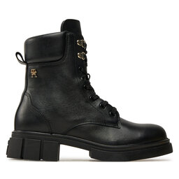 Tommy Hilfiger Ορειβατικά παπούτσια Tommy Hilfiger Lace-Up Biker Leather FW0FW08167 Μαύρο