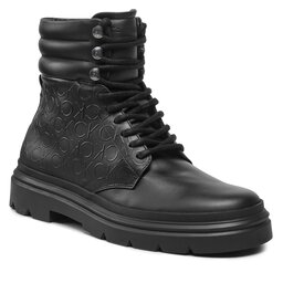 Calvin Klein Pohodni čevlji Calvin Klein Combat Boot Mono HM0HM00841 Black Seasonal Mono 0GK