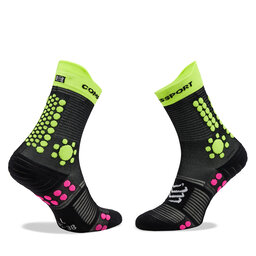 

Високі шкарпетки unisex Compressport Pro Racing V4.0 Trail XU00048B Black/Safe Yellow/Neo Pink, Чорний