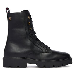 Tommy Hilfiger Schnürschuhe Tommy Hilfiger TH Stud Leather Lace-Up Boot FW0FW09571 Schwarz