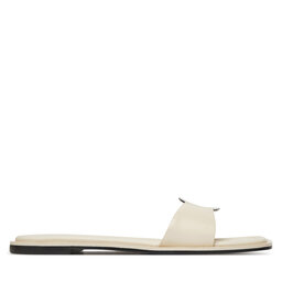 Calvin Klein Klapki Calvin Klein Flat Slide W/Ck Hw Big - Lth HW0HW02482 Écru