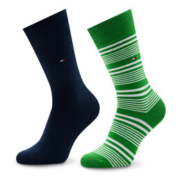 Tommy Hilfiger Sada 2 párů pánských vysokých ponožek Tommy Hilfiger 701222186 Green 003