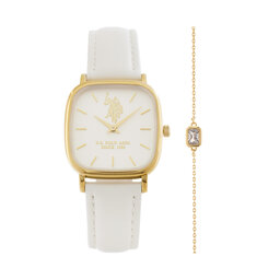 U.S. Polo Assn. Rinkinys: laikrodis ir apyrankė U.S. Polo Assn. Keira USP6396TW Balta