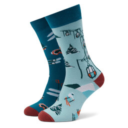 Funny Socks Hohe Unisex-Socken Funny Socks Ski SM1/06 Blau