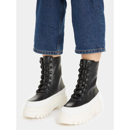 

Ботильйони Calvin Klein Jeans Flatform Lace Up Boot Lth YW0YW01110 Black/Bright White BEH, Чорний