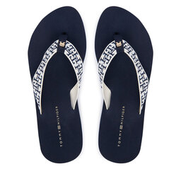 Tommy Hilfiger Zehentrenner Tommy Hilfiger Mono Wedge Summer Sandal FW0FW09696 Dunkelblau