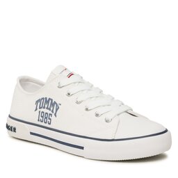 Tommy Hilfiger Tygskor Tommy Hilfiger Varisty Low Cut Lace-Up Sneaker T3X9-32833-0890 S White 100