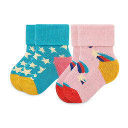 Happy Socks Σετ ψηλές κάλτσες παιδικές 2 τεμαχίων Happy Socks KSST45-6300 Έγχρωμο
