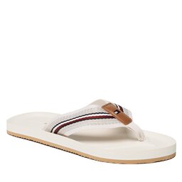 Tommy Hilfiger Tåsandaler Tommy Hilfiger Comfort Corporate Beach Sandal FM0FM04616 Weathered White AC0