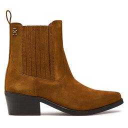 Tommy Hilfiger Botki Tommy Hilfiger Th Suede Cowboy Boot FW0FW08034 Brązowy