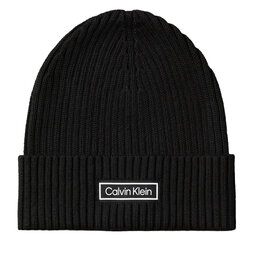 Calvin Klein Σκούφος Calvin Klein Patch Chunky Rib Cotton Beanie LV04D8053G Μαύρο