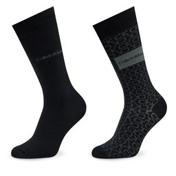 Calvin Klein 2 pár hosszú szárú férfi zokni Calvin Klein 701224111 Black 001
