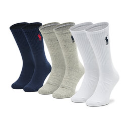 Polo Ralph Lauren Unisex ilgų kojinių komplektas (3 poros) Polo Ralph Lauren 449858065001 Navy/White/Grey