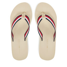 Tommy Hilfiger Šlepetės per pirštą Tommy Hilfiger Th Corporate Wedge Beach Sandal FW0FW08520 Smėlio