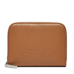 Calvin Klein Portofel Mic de Damă Calvin Klein Embossed Logo Zip Md K60K612437 Maro