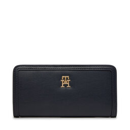 Tommy Hilfiger Duży Portfel Damski Tommy Hilfiger Th Monotype Large Slim Wallet AW0AW16210 Granatowy