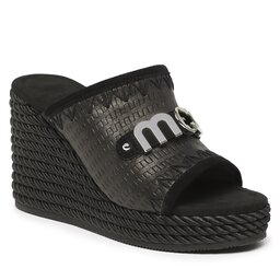Mou Sandaler och Slip-ons Mou Rope Wedge Big Metal Logo SW361000C Basket Black