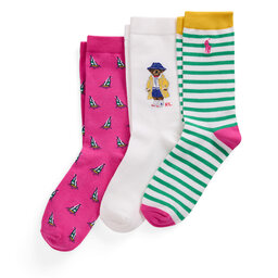 Polo Ralph Lauren Sada 3 párů dětských vysokých ponožek Polo Ralph Lauren 448969097001 Barevná