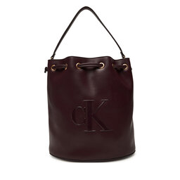Calvin Klein Ročna torba Calvin Klein Bold Ck Large Bucket Bag LV04F3232G Bordo rdeča
