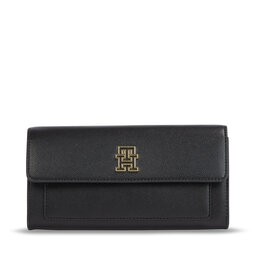 Tommy Hilfiger Portefeuille pour femme Tommy Hilfiger Th Timeless Large Flap AW0AW15257 Black BDS