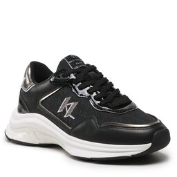 KARL LAGERFELD Sneakersy KARL LAGERFELD KL63165 Black Lthr/Text W/Silver