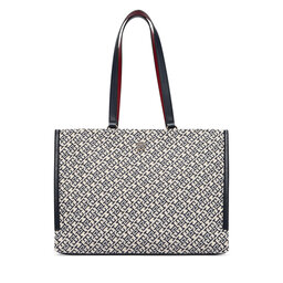 Tommy Hilfiger Handtasche Tommy Hilfiger Th Jacquard Tote AW0AW19009 Blau