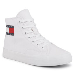Tommy Jeans Kedai Tommy Jeans Wmns Mid Cut Lace Up Vulc EN0EN00937 White YBR