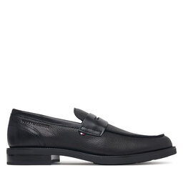Tommy Hilfiger Slipper Tommy Hilfiger Lth Mix Dress Hilfiger Loafer FM0FM06087 Schwarz