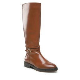 Tommy Hilfiger Jātnieku tipa zābaki Tommy Hilfiger Leather Belt Longboot FW0FW06758 Winter Cognac GVI