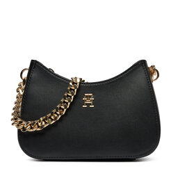 Tommy Hilfiger Handtasche Tommy Hilfiger Th Refined Chain Shoulder Bag AW0AW16079 Black BDS