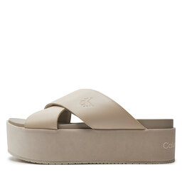 

Шльопанці Calvin Klein Jeans Flatform Cross Mg Uc YW0YW01349 Triple Eggshell ACF, Бежевий