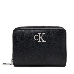 Calvin Klein Jeans Mały Portfel Damski Calvin Klein Jeans Mnml Mngrm Md Flp Zp LV04K1009G Czarny