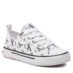 Calvin Klein Jeans Кецове Calvin Klein Jeans Logo All Over Low Cut Lace-Up Sneaker V3X9-80570-0890 M White 100