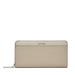 Calvin Klein Große Damen Geldbörse Calvin Klein Ck Must Z/A Wallet Lg_Block K60K611437 Dk Ecru/ Stony Beige/ Medium Taupe PC4
