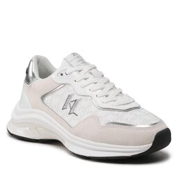KARL LAGERFELD Sneakersy KARL LAGERFELD KL63165 White Lthr & Textile w/Silver