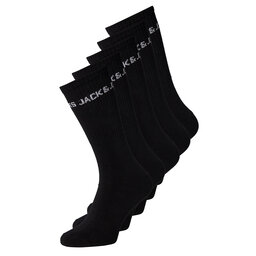 Jack&Jones Sada 5 párů pánských vysokých ponožek Jack&Jones 12179475 Black 3453662