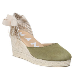 Manebi Espadrile Manebi Low Wedge Espadrilles R 1.5 WL Kaki Green