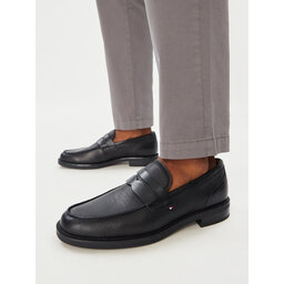 Tommy Hilfiger Slipper Tommy Hilfiger Lth Mix Dress Hilfiger Loafer FM0FM06087 Schwarz