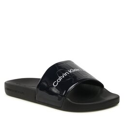 Calvin Klein Jeans Papucs Calvin Klein Jeans Slide Metallic Monologo YW0YW00638 Metallic Blue