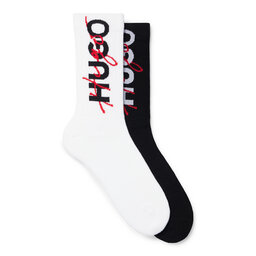 Hugo Sada 2 párů pánských vysokých ponožek Hugo 50496085 Black 001