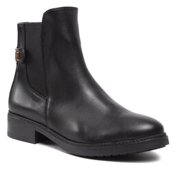 Tommy Hilfiger Jātnieku stila puszābaki Tommy Hilfiger Th Leather Flat Boot FW0FW06749 Black BDS